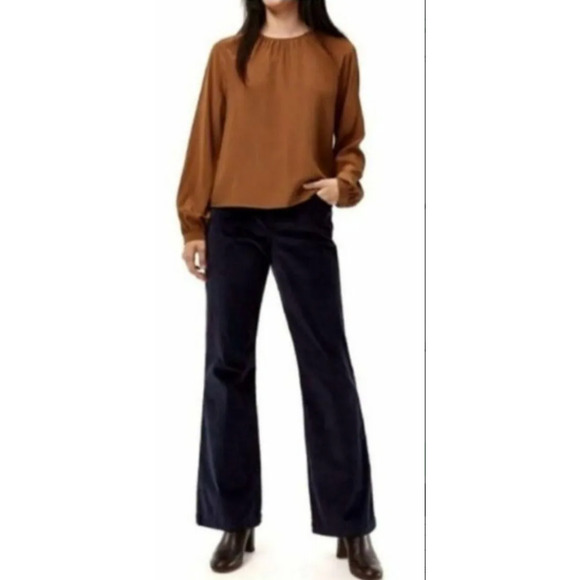 NWT! Babaton Aritzia 8 Joey Corduroy Pants Navy Blue High Rise Flare Leg Ribbed - Picture 1 of 6